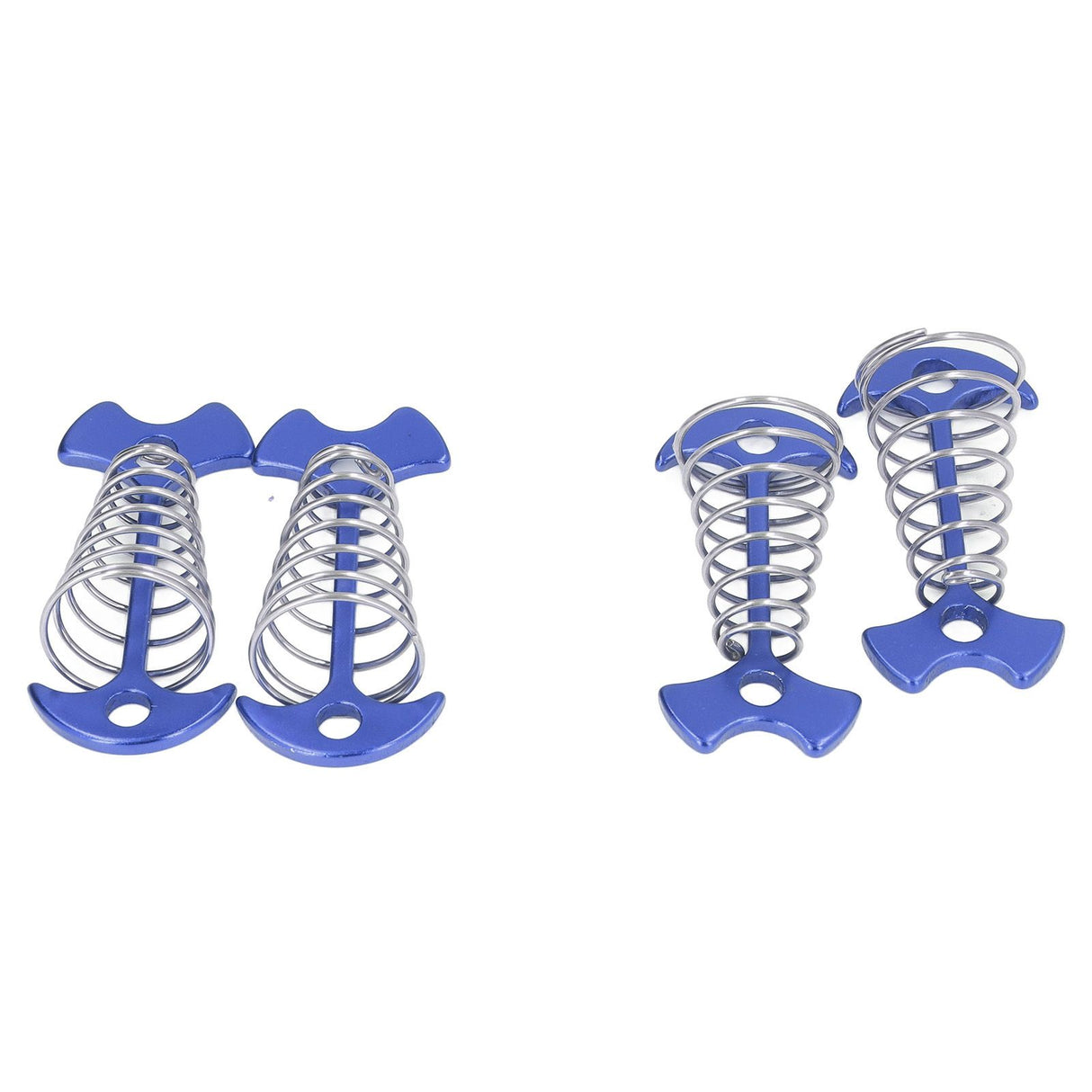 4pcs Fishbone Tent Nails Aluminum Alloy Stainless Steel Extended Plank Floor Canopy Stakes with Spring Blue