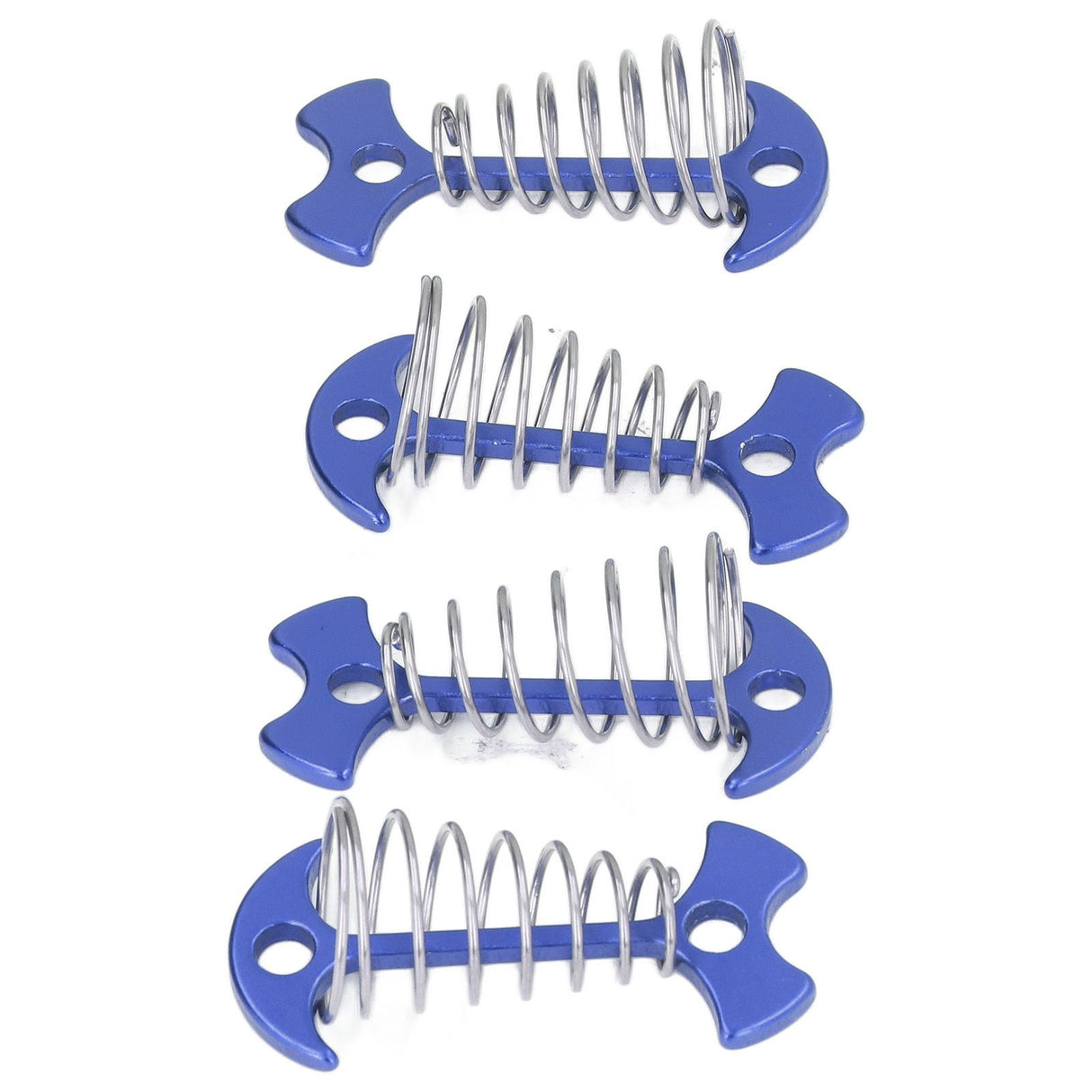 4pcs Fishbone Tent Nails Aluminum Alloy Stainless Steel Extended Plank Floor Canopy Stakes with Spring Blue