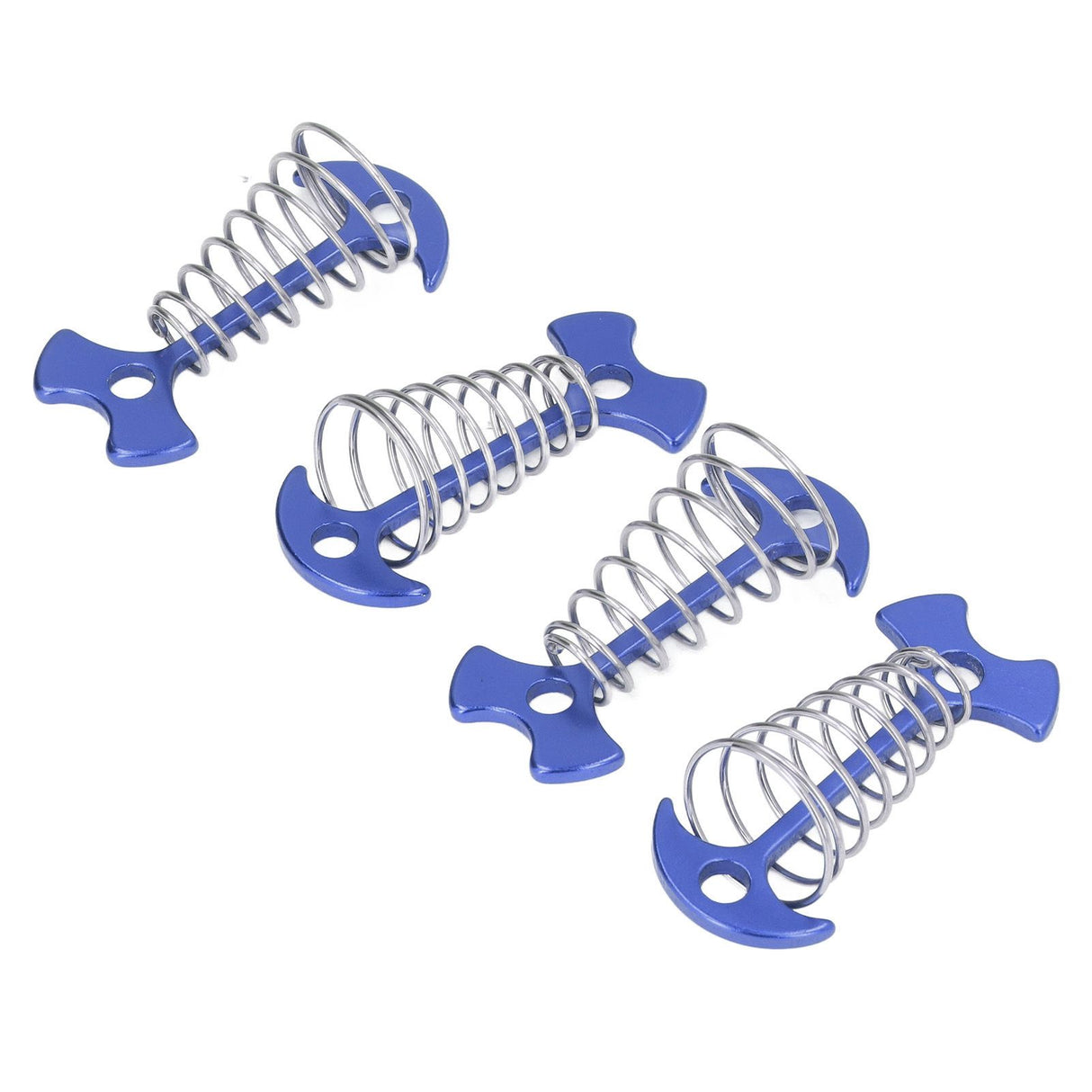4pcs Fishbone Tent Nails Aluminum Alloy Stainless Steel Extended Plank Floor Canopy Stakes with Spring Blue