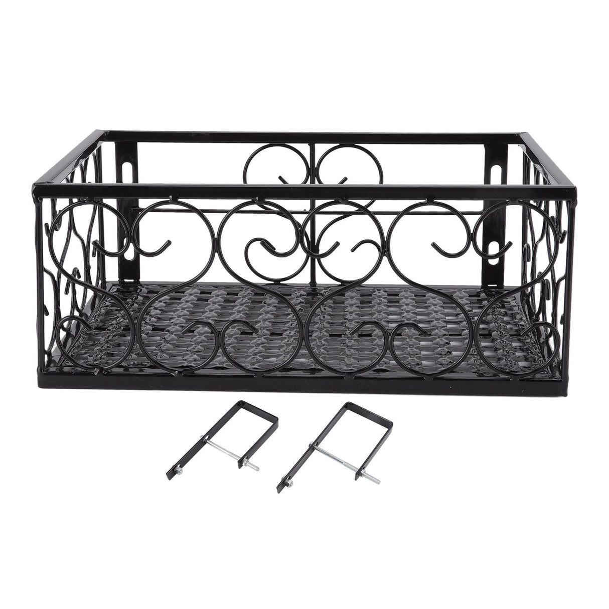 Balcony Flower Pot Stand Thickened Iron Decorative Patio Railing Shelf With Retainers for Windowsill Applicable to 6.5cm/2.6in Railing