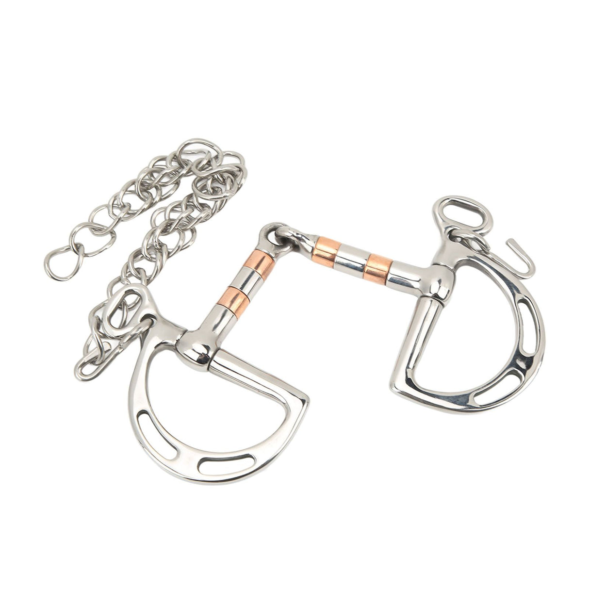 Horse Bit Stainless Steel Copper D Ring Snaffle Bit with Chain for 125mm Horse Mouth