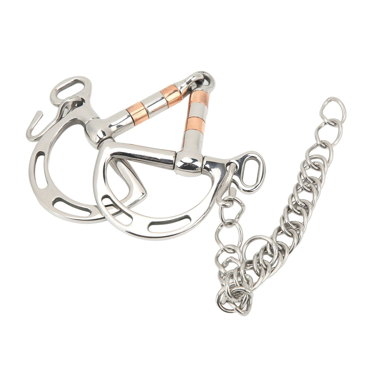 Horse Bit Stainless Steel Copper D Ring Snaffle Bit with Chain for 125mm Horse Mouth
