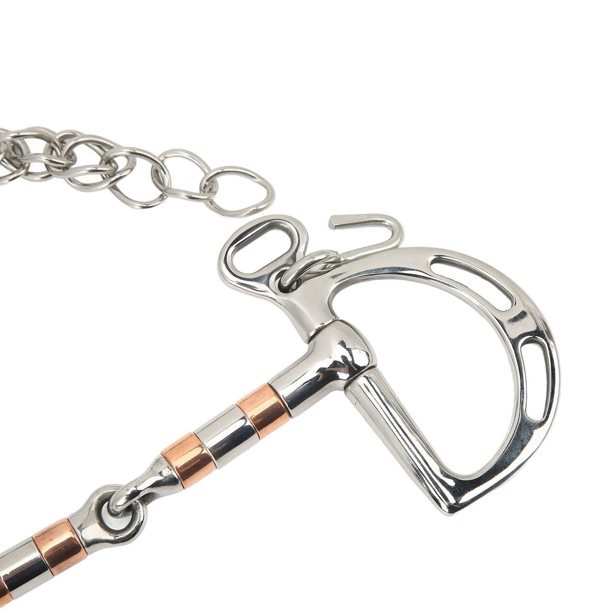Horse Bit Stainless Steel Copper D Ring Snaffle Bit with Chain for 125mm Horse Mouth