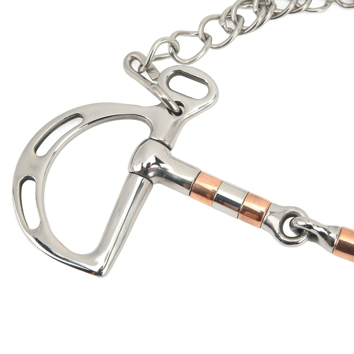 Horse Bit Stainless Steel Copper D Ring Snaffle Bit with Chain for 125mm Horse Mouth