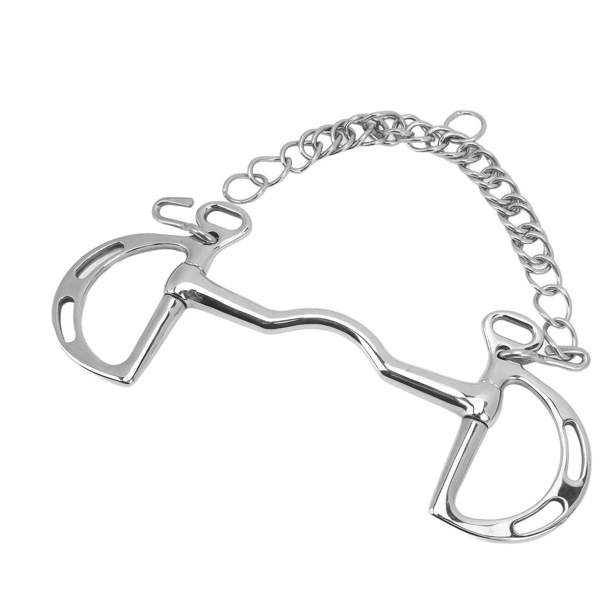 D Ring Horse Bit Stainless Steel Horse Mouth Snaffle Bit with Chain for 135mm Horse Mouth