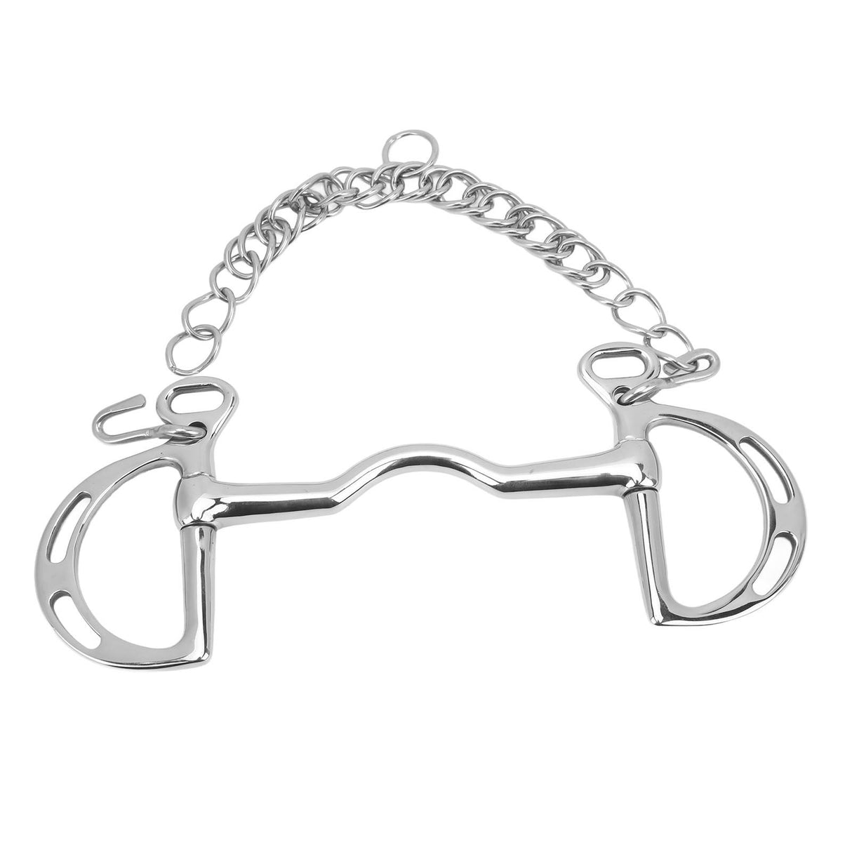 D Ring Horse Bit Stainless Steel Horse Mouth Snaffle Bit with Chain for 135mm Horse Mouth