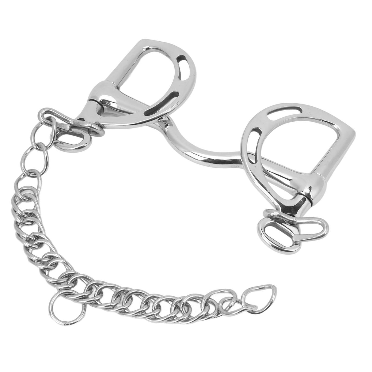 D Ring Horse Bit Stainless Steel Horse Mouth Snaffle Bit with Chain for 135mm Horse Mouth