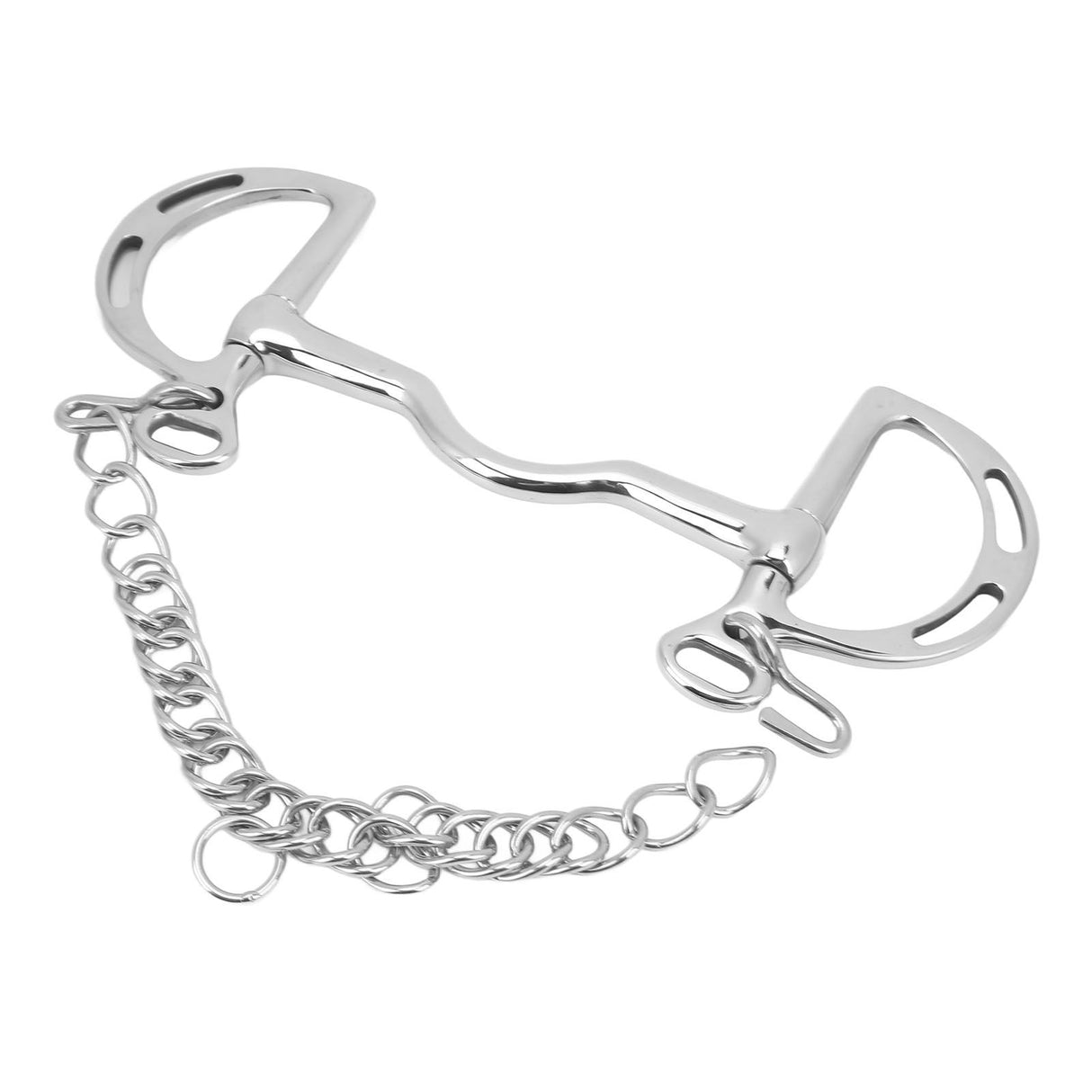 D Ring Horse Bit Stainless Steel Horse Mouth Snaffle Bit with Chain for 135mm Horse Mouth