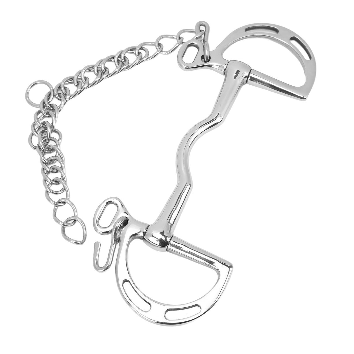 D Ring Horse Bit Stainless Steel Horse Mouth Snaffle Bit with Chain for 135mm Horse Mouth