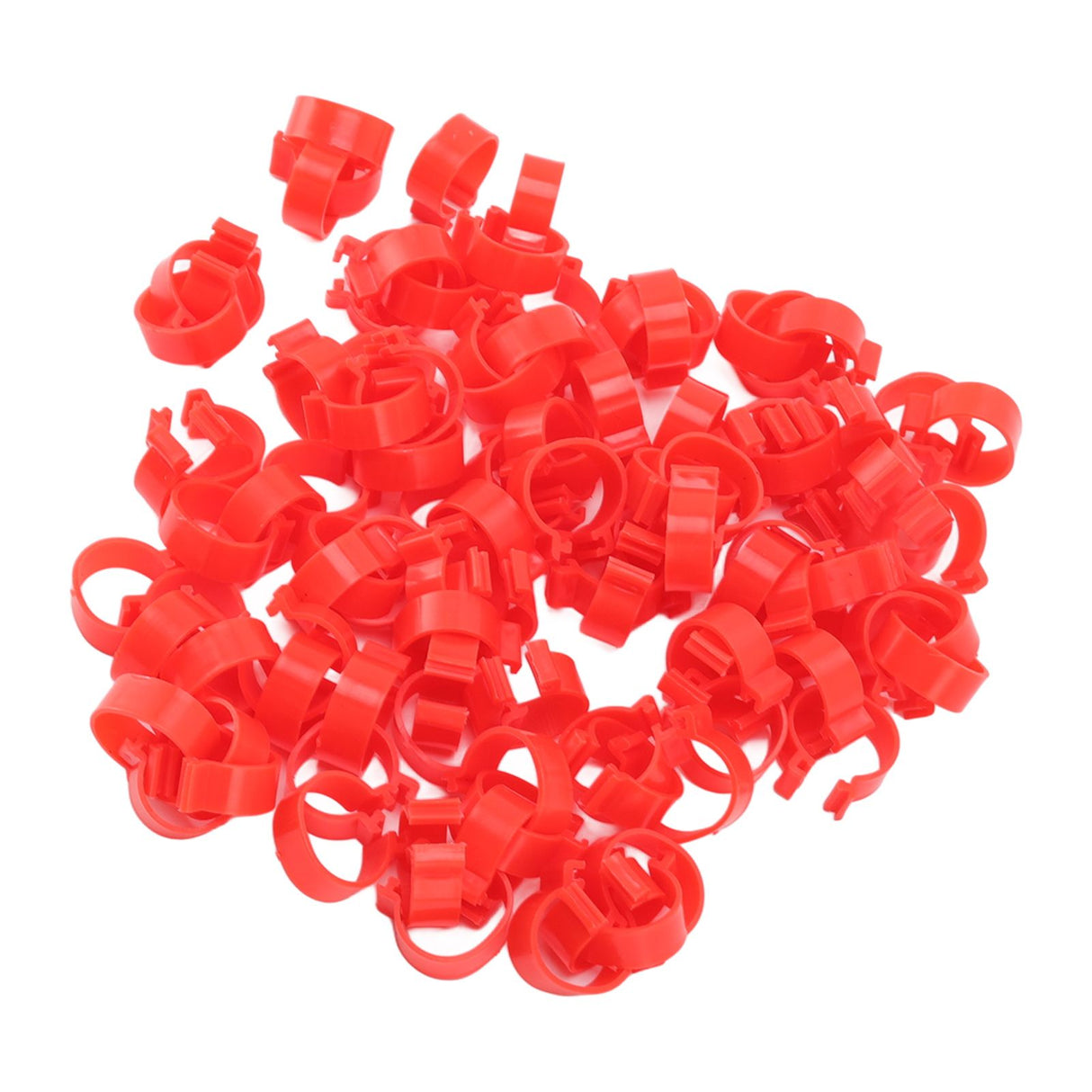 100pcs Poultry Feet Rings PP Plastic Reusable Chicken Duck Goose Leg Bands for Identification Red 16mm/0.6in