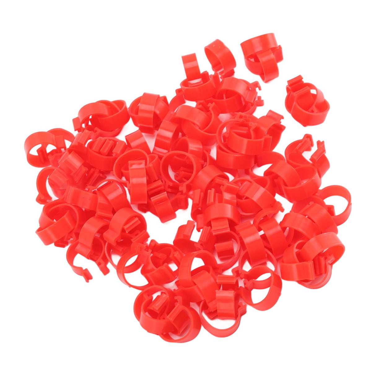 100pcs Poultry Feet Rings PP Plastic Reusable Chicken Duck Goose Leg Bands for Identification Red 16mm/0.6in