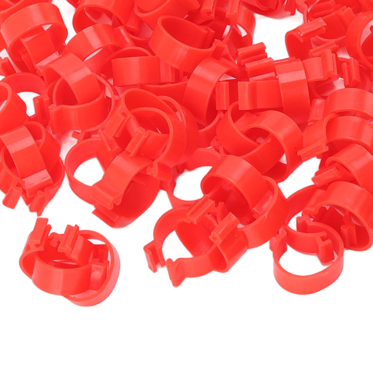 100pcs Poultry Feet Rings PP Plastic Reusable Chicken Duck Goose Leg Bands for Identification Red 16mm/0.6in