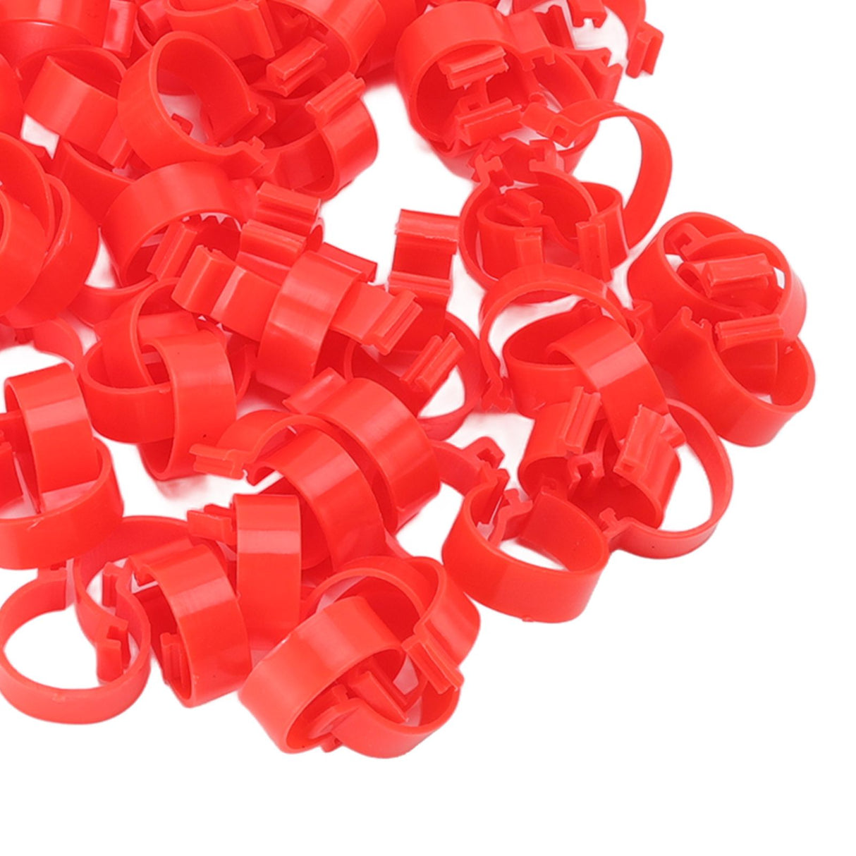 100pcs Poultry Feet Rings PP Plastic Reusable Chicken Duck Goose Leg Bands for Identification Red 16mm/0.6in