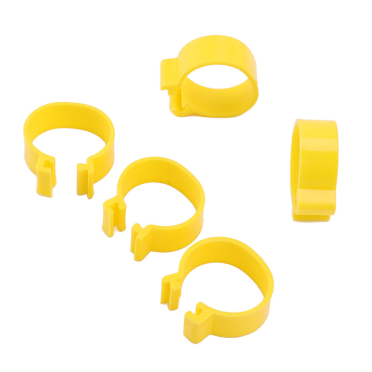 100PCS Chicken Ankle Rings Reusable Plastic Duck Leg Bands Clips For Breeding Chickens Ducks Geese Yellow 16mm/0.63in