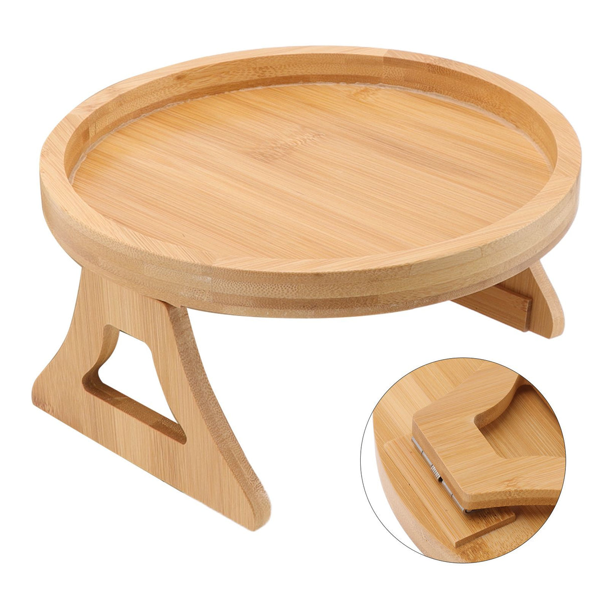 Sofa Tray Bamboo Wood Texture Armrest Couch Clip On Tray Table for Coffee Tea Snacks