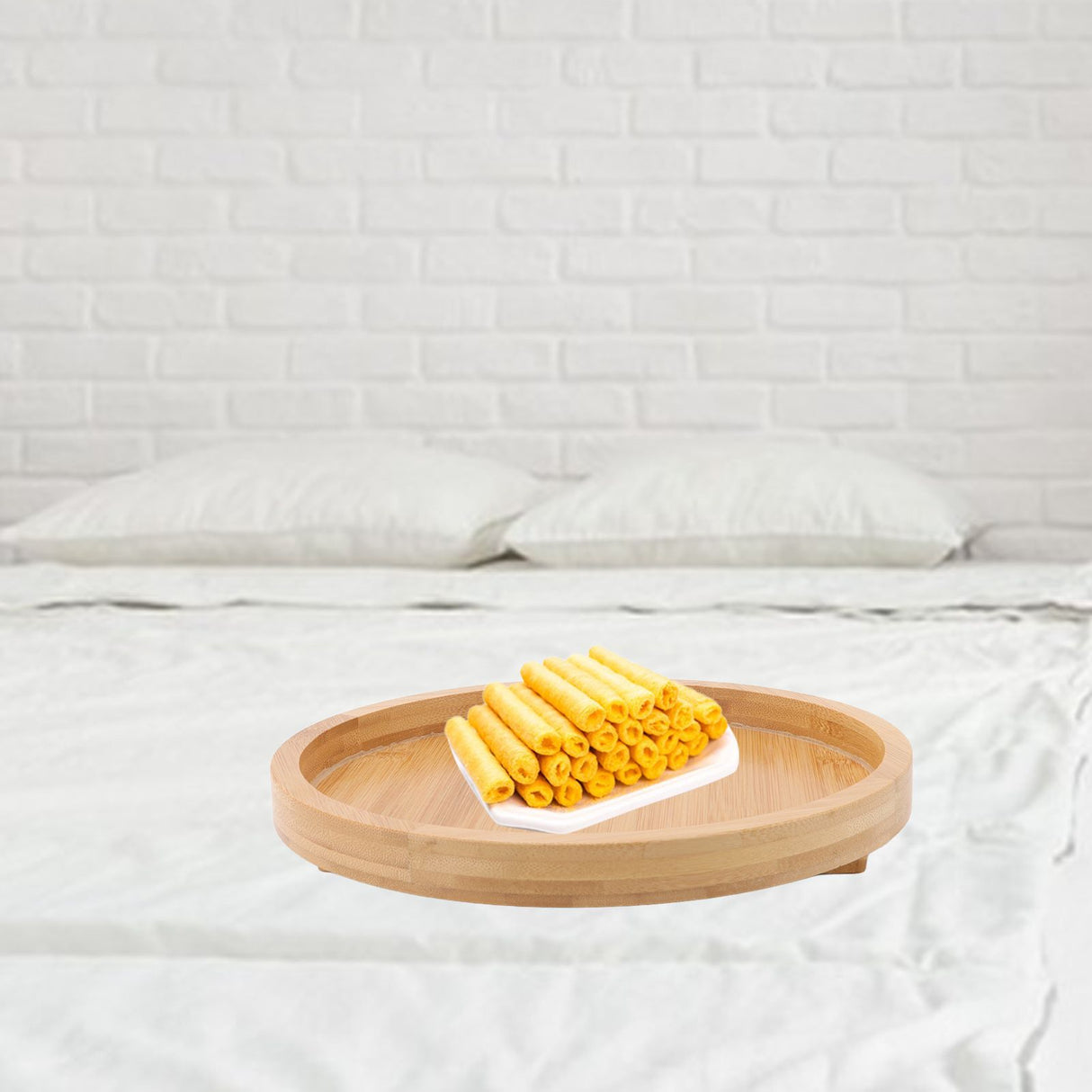 Sofa Tray Bamboo Wood Texture Armrest Couch Clip On Tray Table for Coffee Tea Snacks