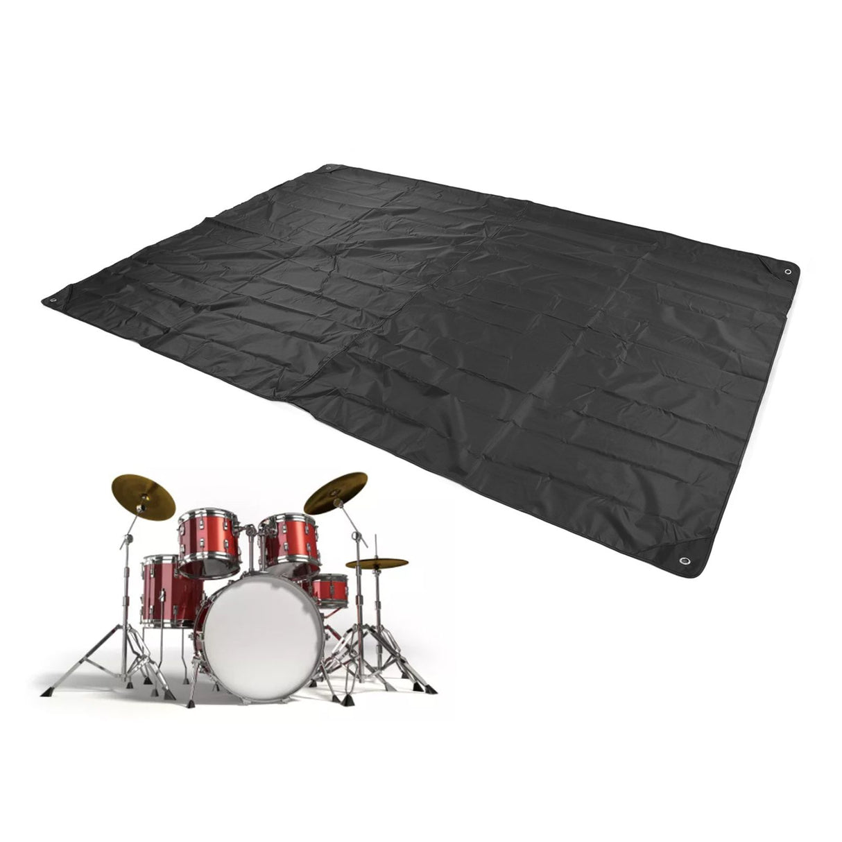 Drum Set Cover Silver Coated 420D Oxford Cloth Folding Furniture Dust Cover for Indoor Outdoor Black