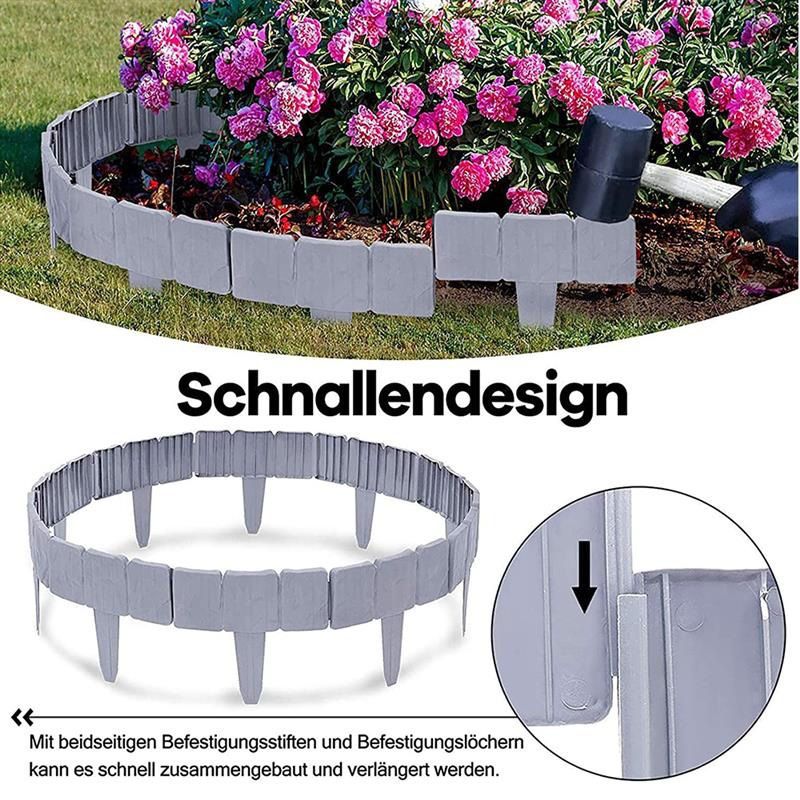 Garden Fence Border Plastic Stone Effect Flowerbed Grass Lawn Plant Decorative Edging Panels 10PCS