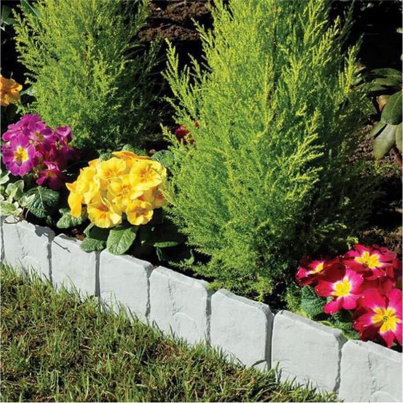 Garden Fence Border Plastic Stone Effect Flowerbed Grass Lawn Plant Decorative Edging Panels 10PCS