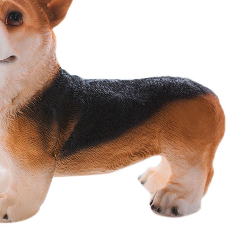 Dog Statue Vivid Cute Style Small Compact Resin Material Corgi Ornament for Gardens Indoor Desks Black