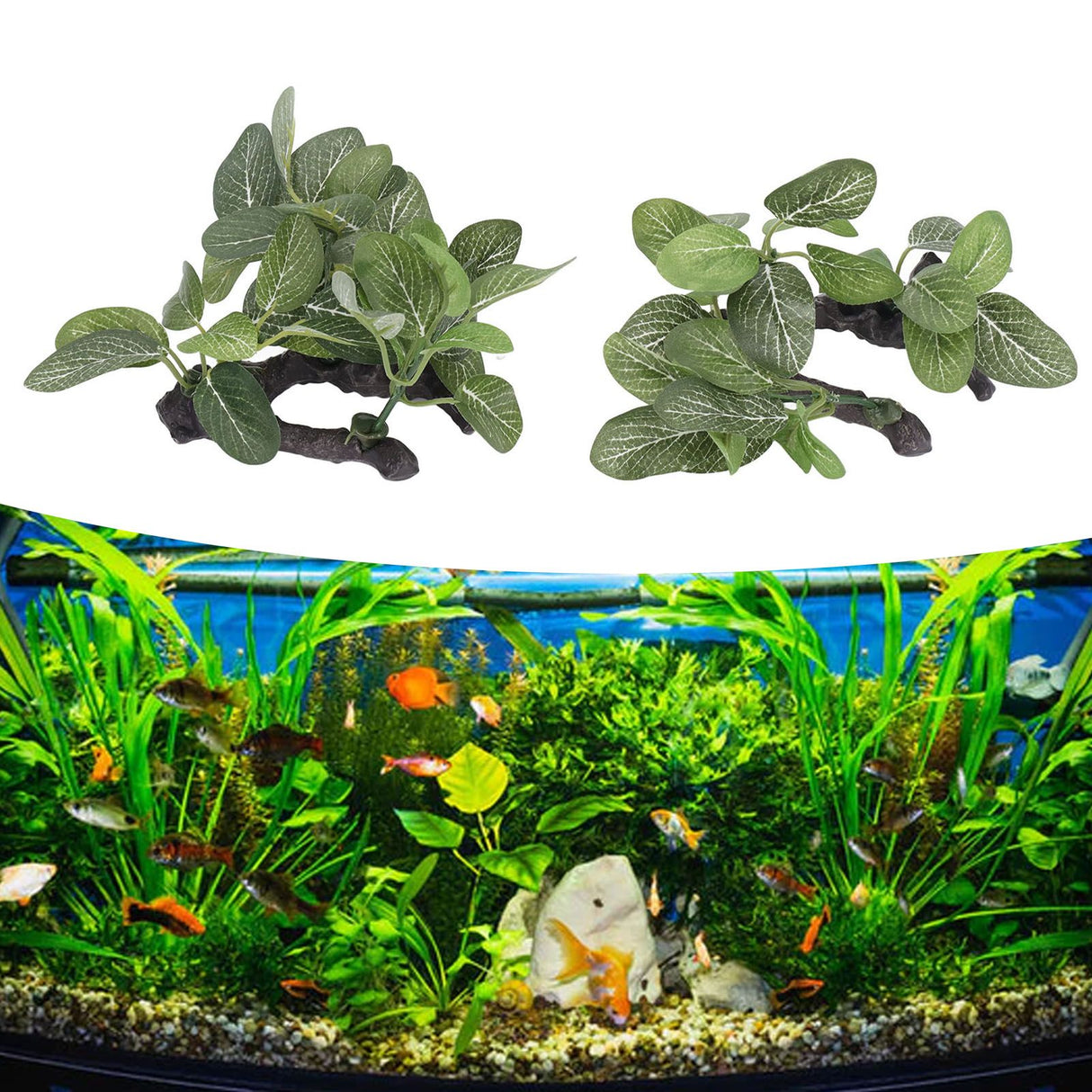 2pcs Aquarium Plants Decorations High Simulation Fish Tank Artificial Landscaping Plants for Fish Tanks Aquariums