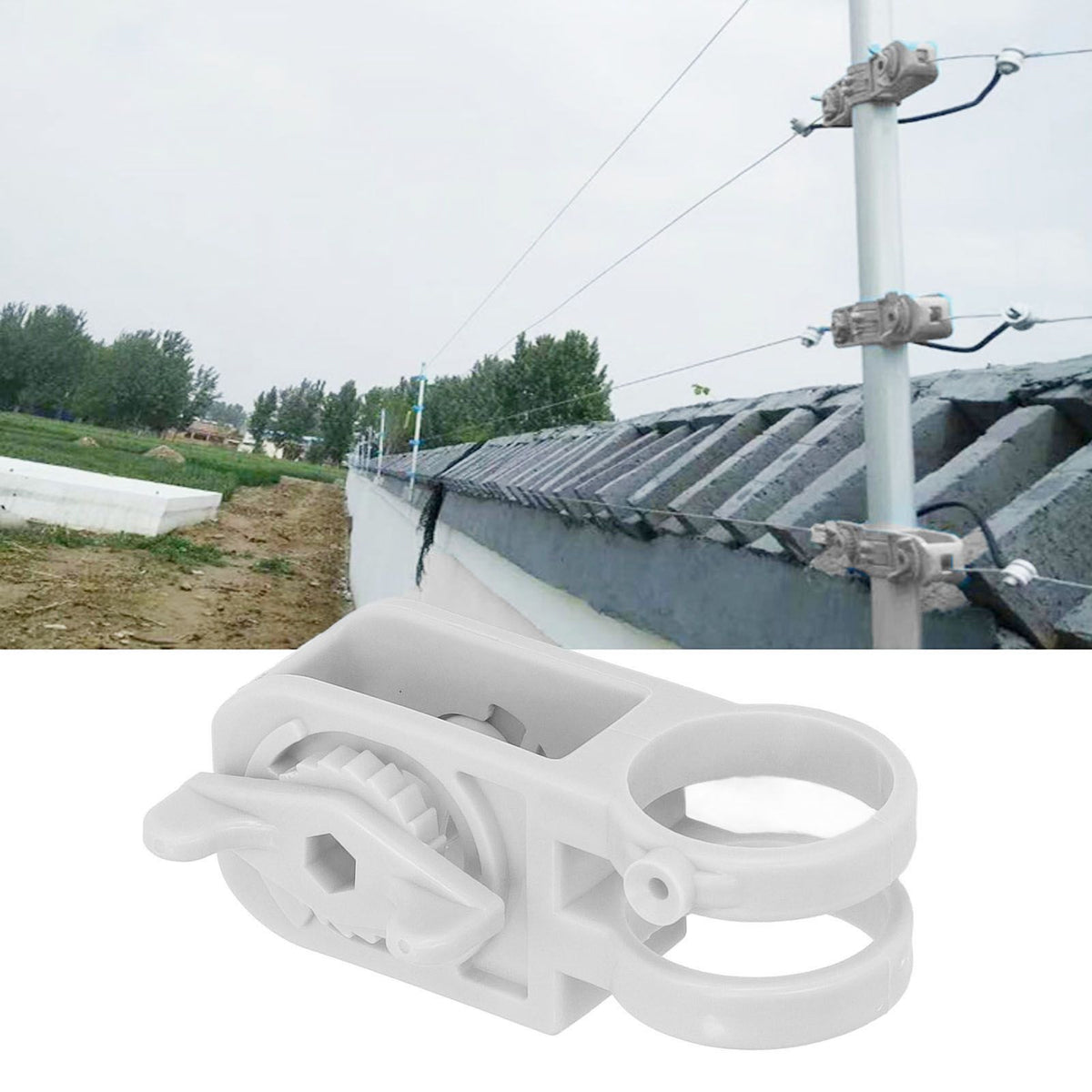40Pcs Electric Fence Insulator Tightener Firmly Fixing Corrosion Resistance Tube Post Insulator Tensioner Grey