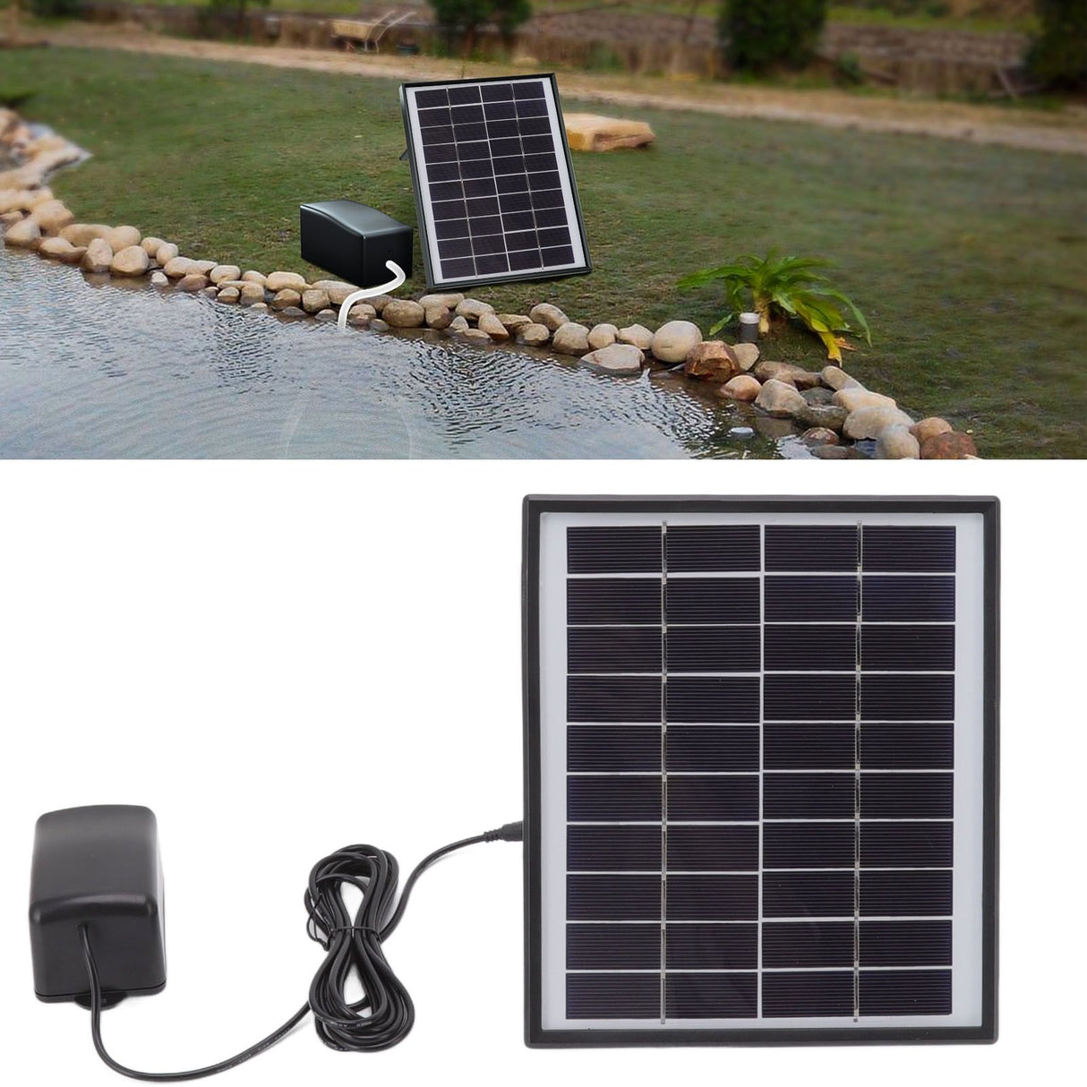 Solar Oxygen Pump 10V 6W Shockproof Small Lightweight Solar Water Air Pump for Fish Tanks Aquariums Swimming Pools