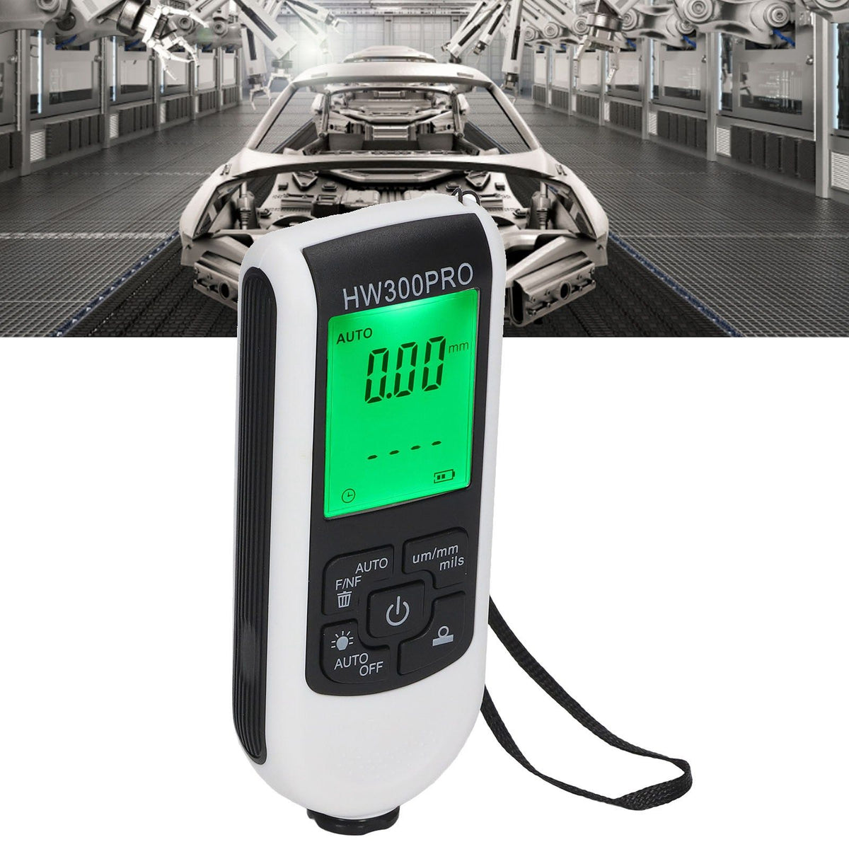 Digital Coating Thickness Gauge ABS with Portable Rope Automatic Shutdown Function Paint Coating Meter for Outdoor White