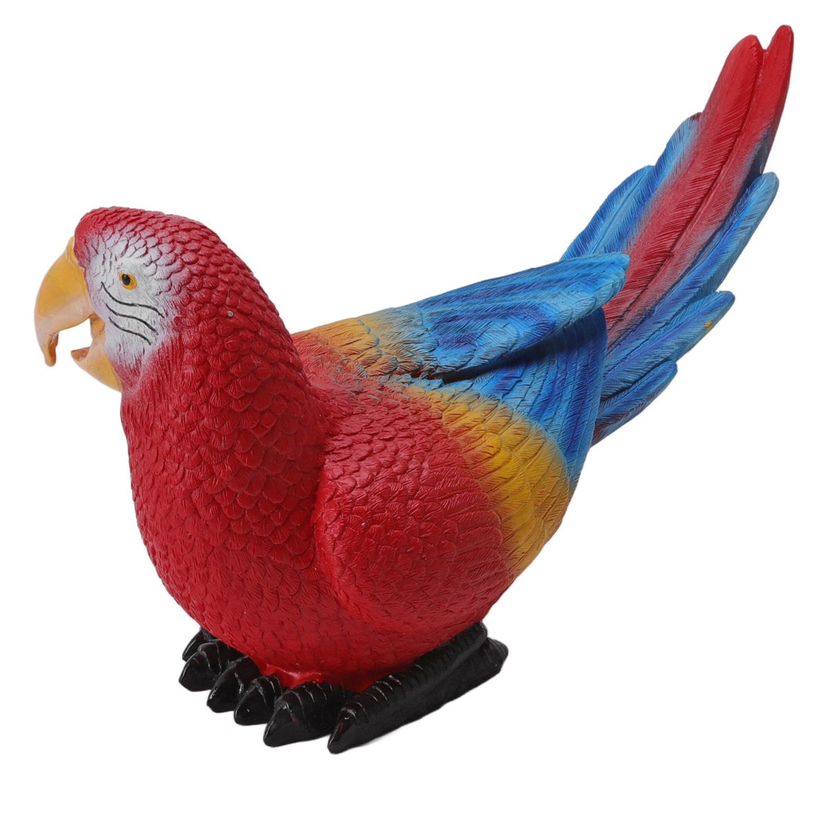 Parrot Sculpture Ornament Waterproof Lifelike Synthetic Resin Decorative Bird Statue for Garden Courtyard Balcony Red Macaw On The Left