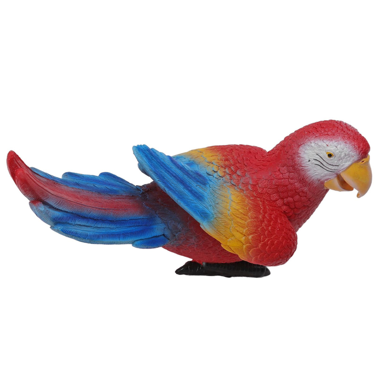 Parrot Sculpture Ornament Waterproof Lifelike Synthetic Resin Decorative Bird Statue for Garden Courtyard Balcony Red Macaw On The Left