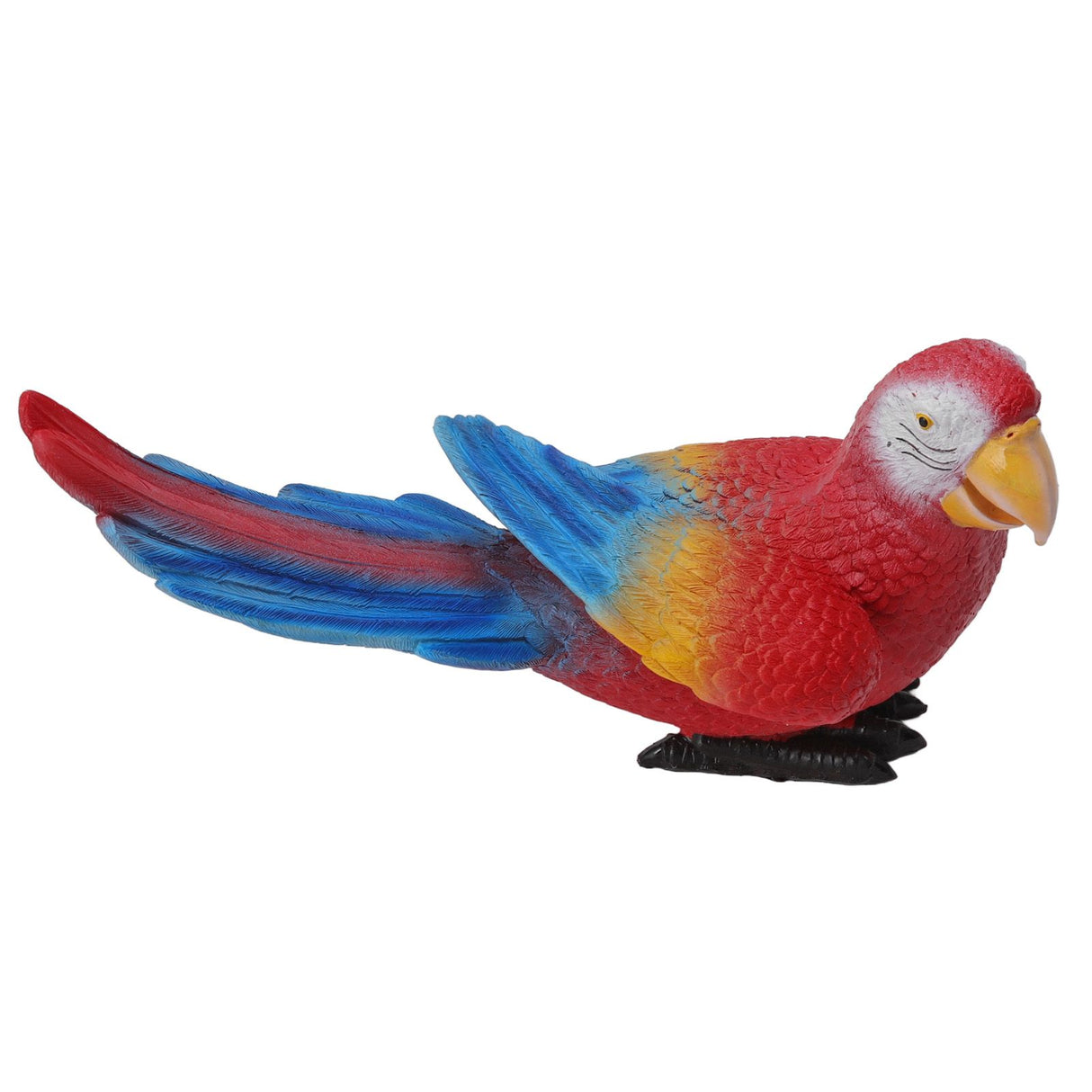 Parrot Sculpture Ornament Waterproof Lifelike Synthetic Resin Decorative Bird Statue for Garden Courtyard Balcony Red Macaw On The Left