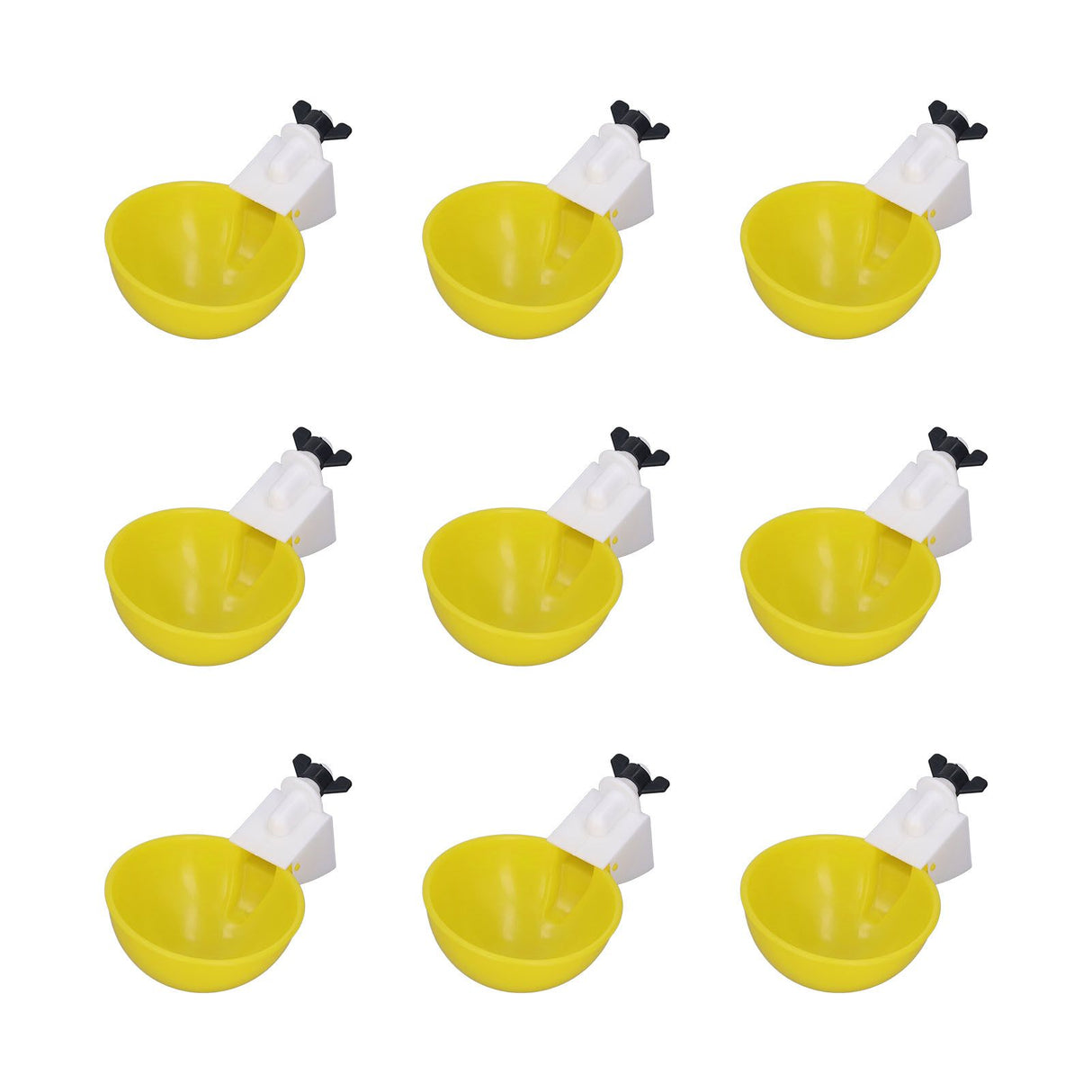 9pcs Chicken Water Cups Yellow Poultry Automatic Drinking Bowl Water Cups Feeder Waterer for Chicken Duck Goose Quail