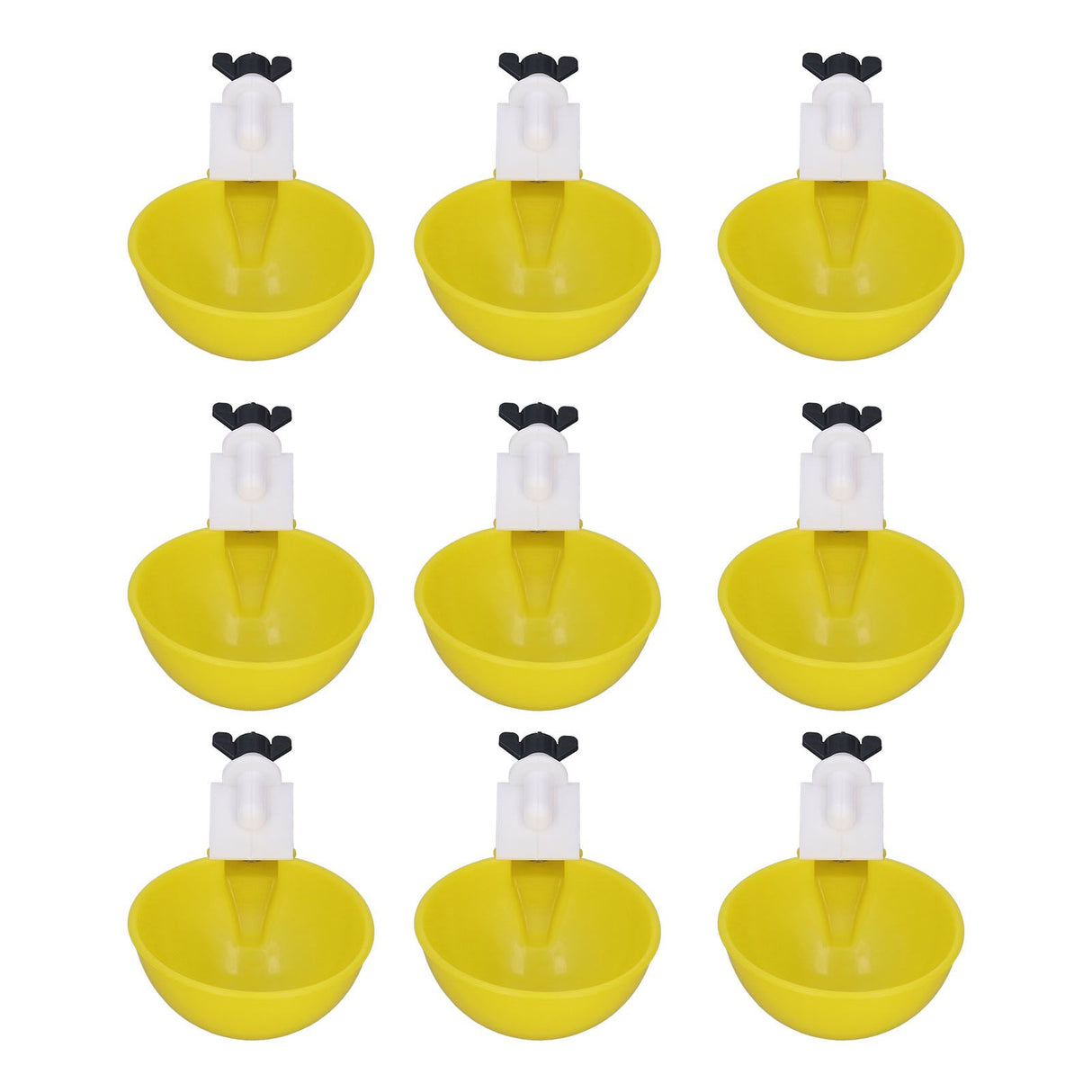 9pcs Chicken Water Cups Yellow Poultry Automatic Drinking Bowl Water Cups Feeder Waterer for Chicken Duck Goose Quail