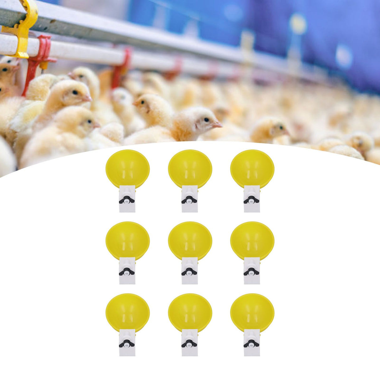 9pcs Chicken Water Cups Yellow Poultry Automatic Drinking Bowl Water Cups Feeder Waterer for Chicken Duck Goose Quail