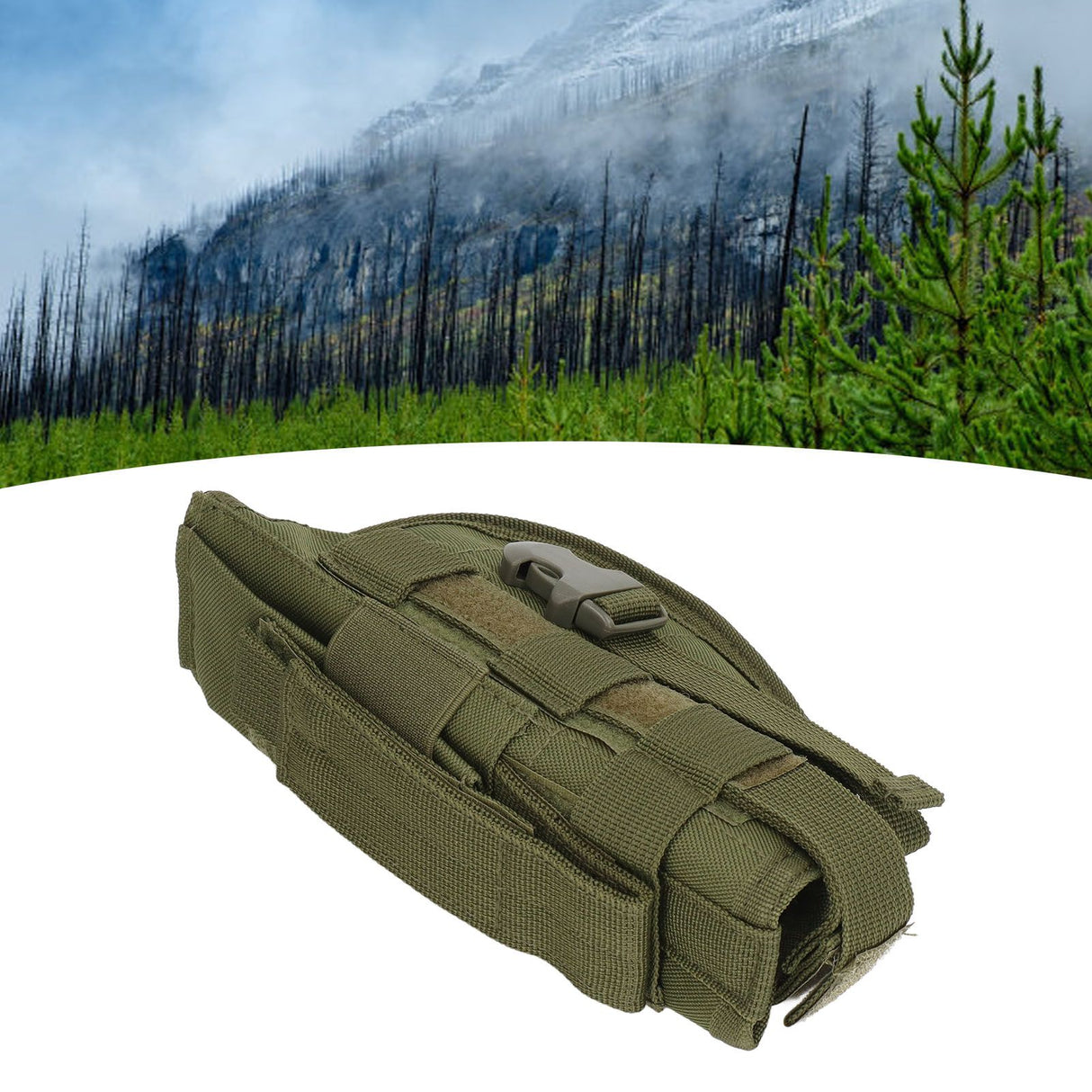 Molle Belt Holster Pouch Military Outdoor Waist Packs Multipurpose Nylon Holster Bag for Hunting Camping Olive Green