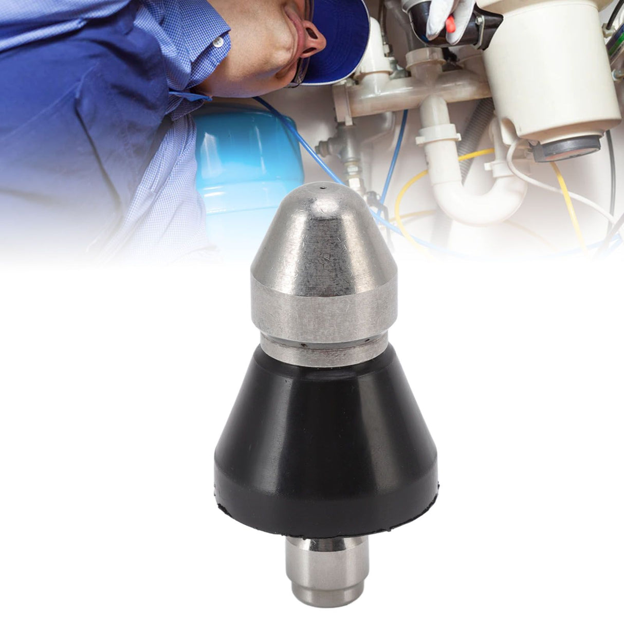 G1/4 Sewer Pipe Cleaning Nozzle Stainless Steel Pressure Sewer Jetter Nozzle for Pipe Unclogger Cleaning Accessories
