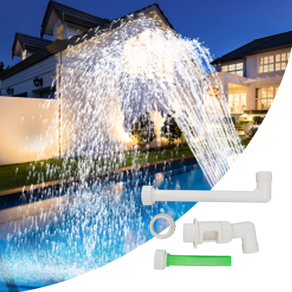 Swimming Pool Fountain Fluorescent Water Cooler Sprinkler Direction Adjustable One Way Fountain Adapter G1 1/2 to G2 Set