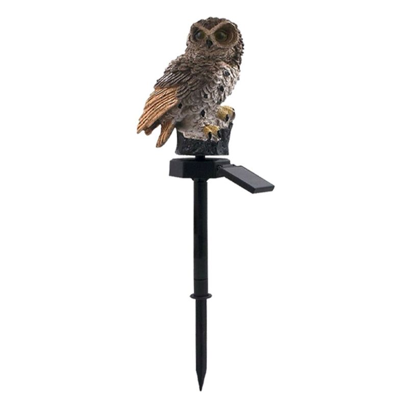 Outdoor Lamp LED Solar Waterproof Owl Figurine Garden Decoration for Backyard Patio Brown