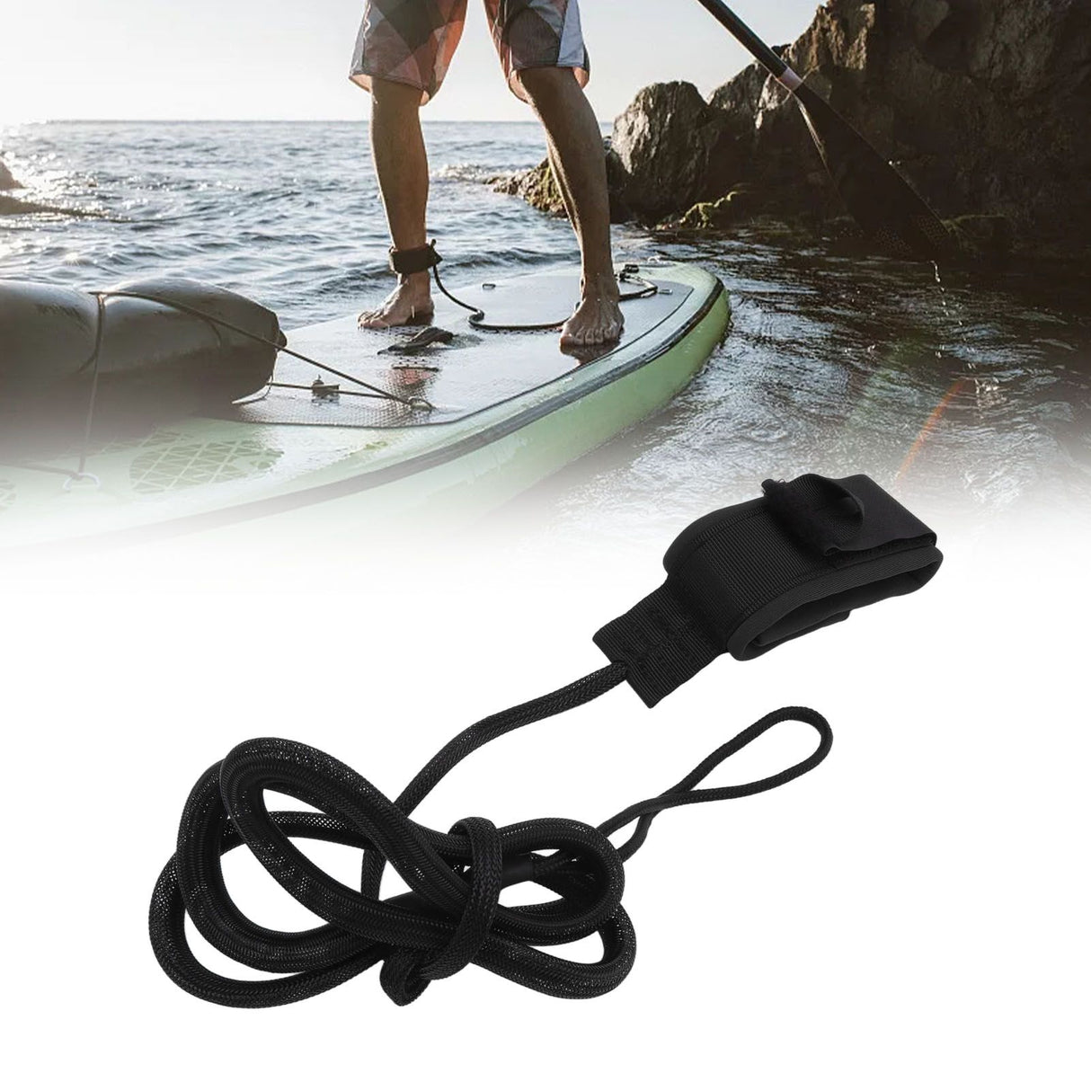 Surfboard Foot Rope Adjustable Ankle Cuffs Paddle Board Safety Lifeline Outdoor Accessories Black