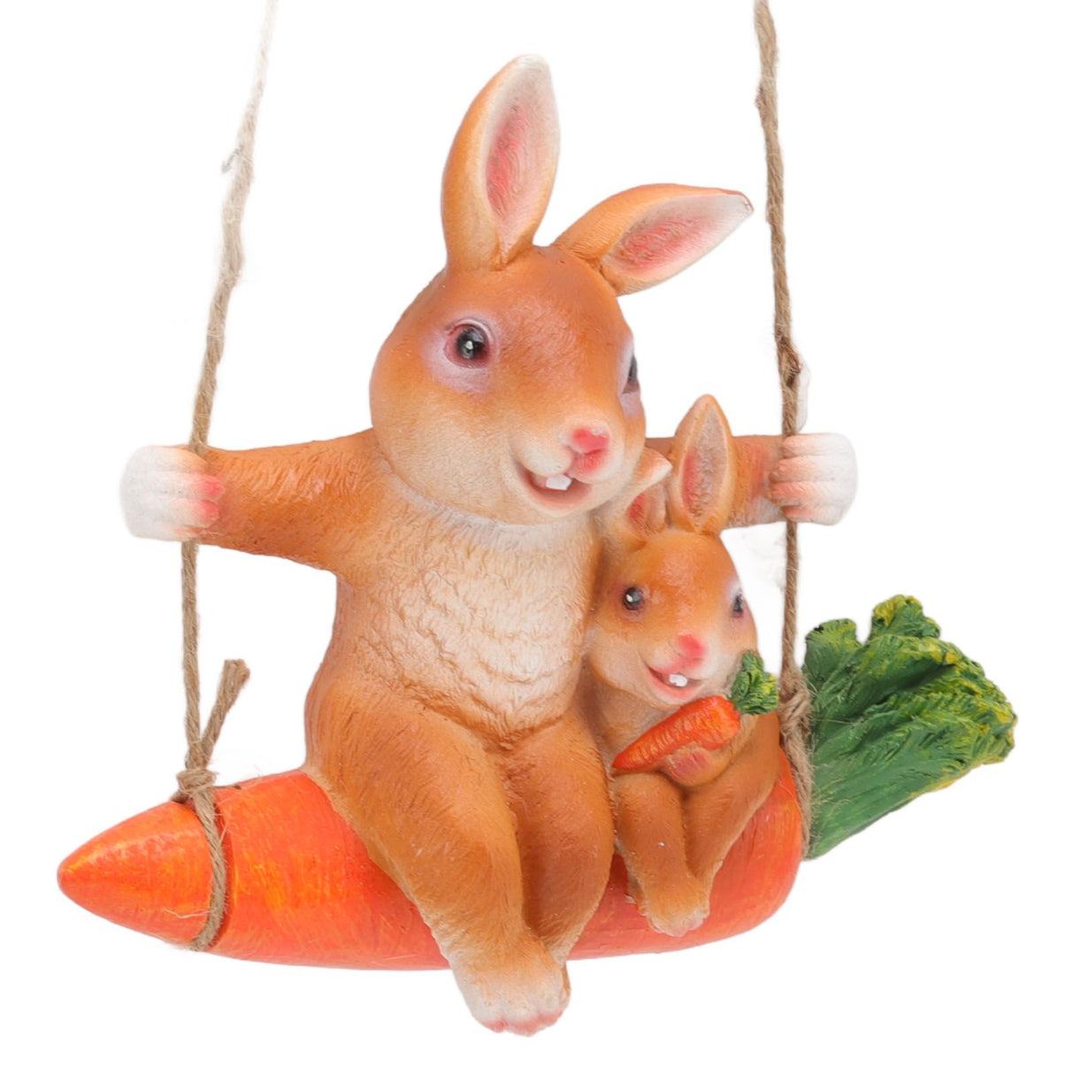 Ornament Brown Rabbit Carrot Swing Resin Modern Delicate Garden Home Decoration Gifts