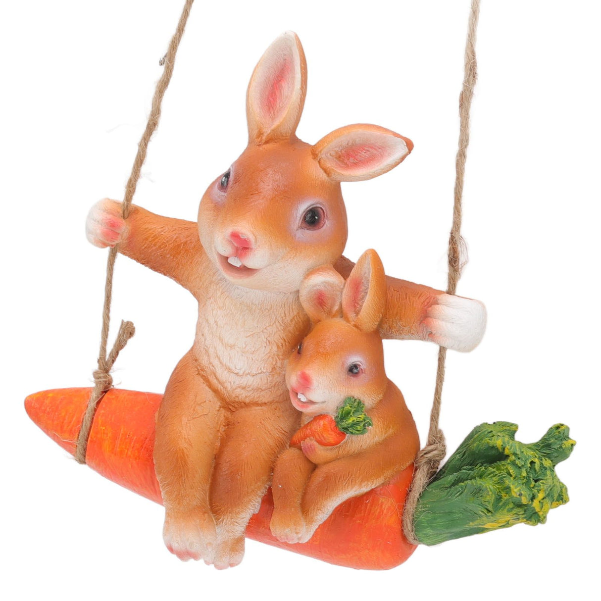 Ornament Brown Rabbit Carrot Swing Resin Modern Delicate Garden Home Decoration Gifts