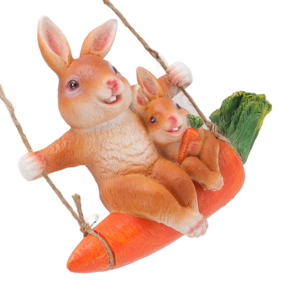 Ornament Brown Rabbit Carrot Swing Resin Modern Delicate Garden Home Decoration Gifts