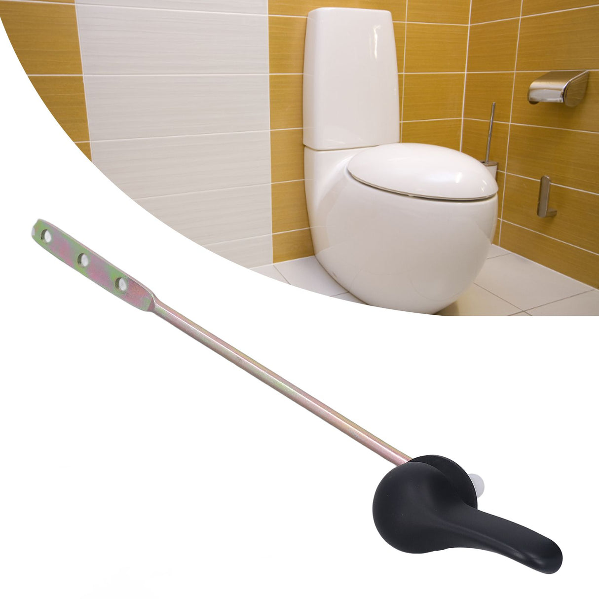 Side Mount Toilet Handle Zinc Alloy Black Toilet Flush Handle Replacement for Home Bathroom