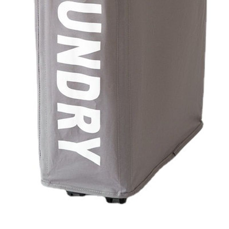 Foldable Laundry Basket Oxford Cloth Easy Install Storage Basket with Mesh Pulleys Dark Gray