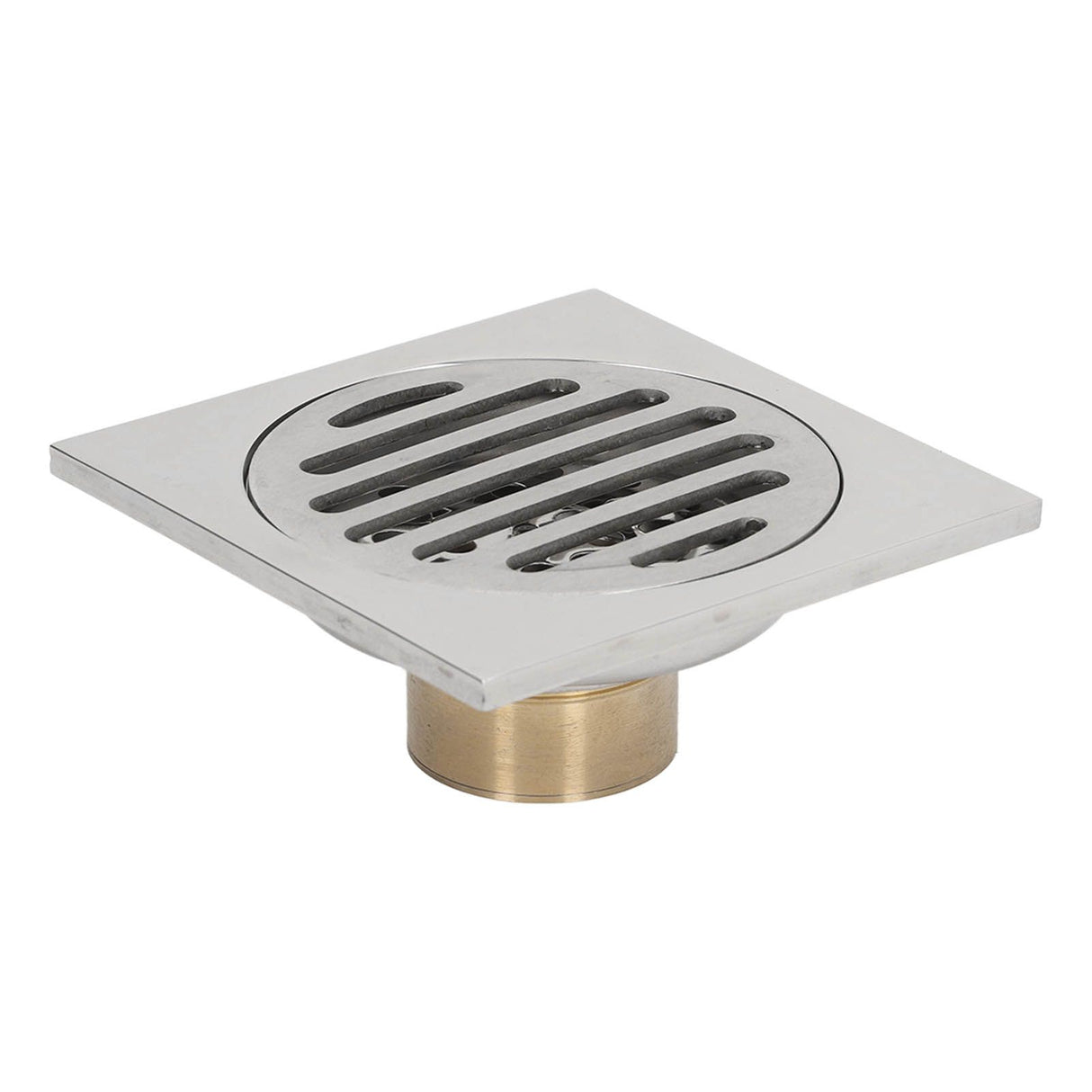 Squared Floor Drain Electroplating Metal High Flow Shower Floor Drain with Cover for Bathroom