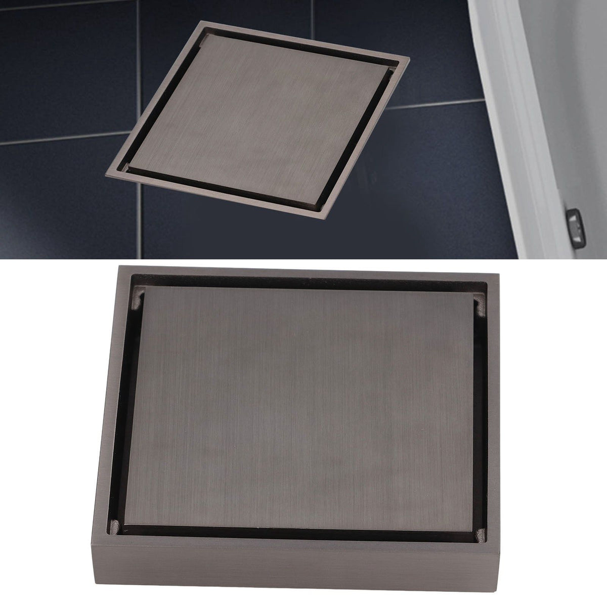Shallow Water Floor Drain Copper Stainless Steel Odorless Insect Proof Fast Drainage for Bathroom Kitchen Gray