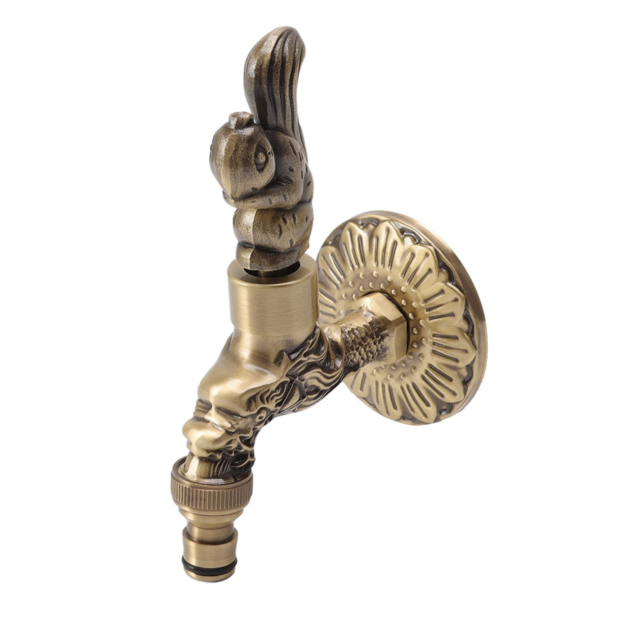 Water Faucet Copper Tap G1/2 Female Thread Home Decoration for Sink Basin Bathroom Squirrel and Dragon Pattern