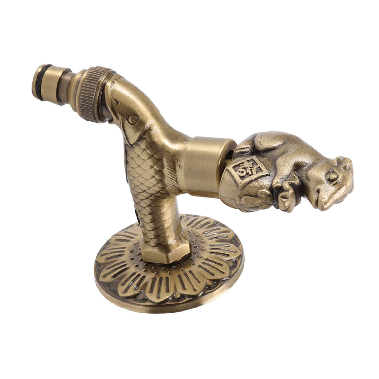 Antique Carved Faucet Bronze Copper Carp Retro Anti Rust Outdoor Garden Tap for Toilet G1/2in Squirrel