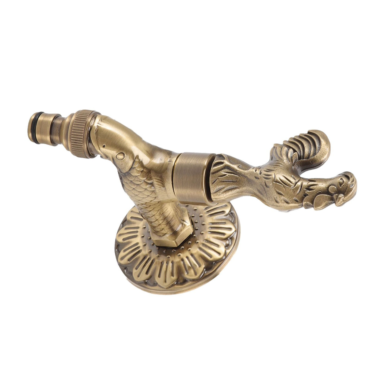 Antique Carved Faucet Bronze Copper Carp Retro Anti Rust Outdoor Garden Tap for Toilet G1/2in Rooster