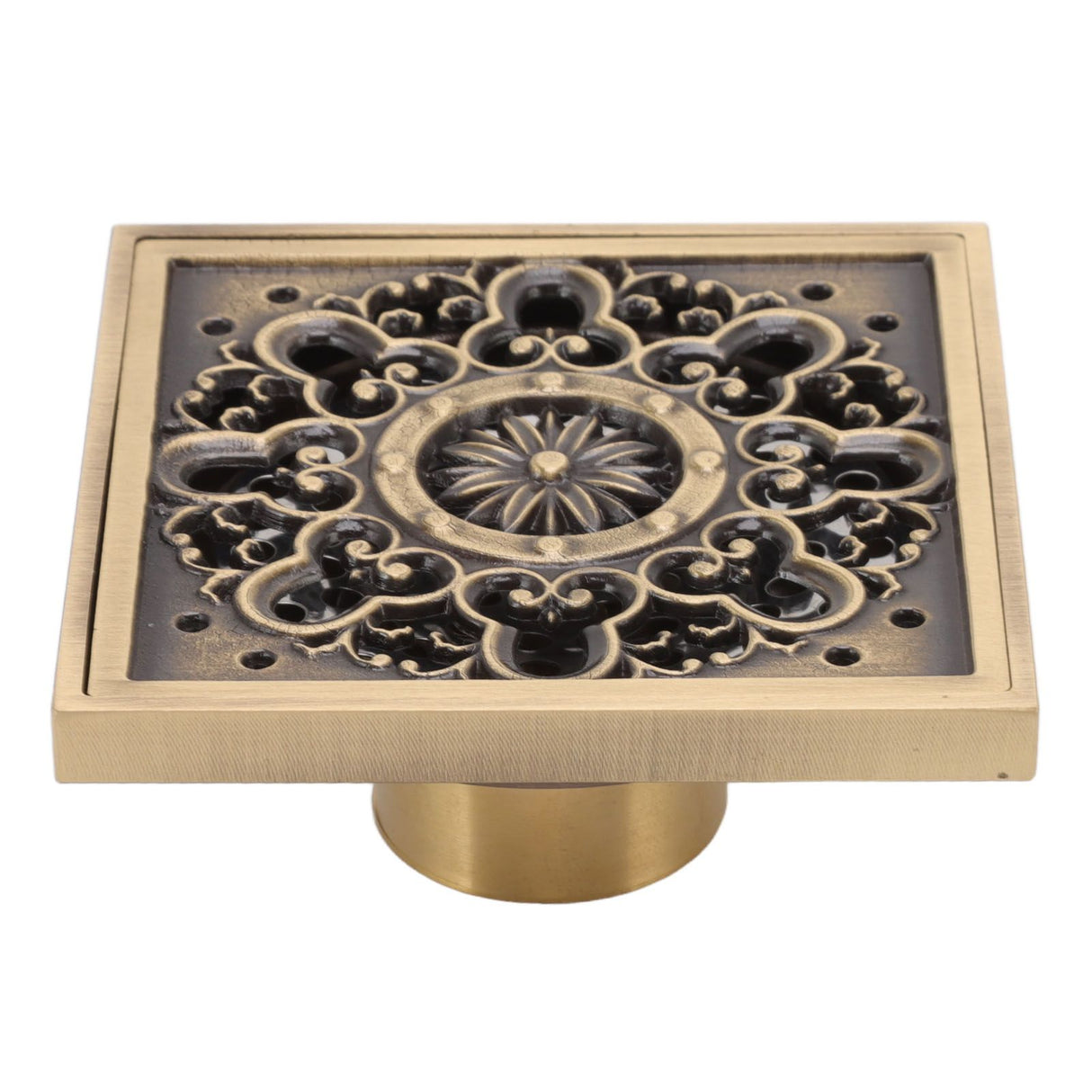 Copper Floor Drain Squared Retro Large Flow Odor Proof Shower Drain for Bathroom